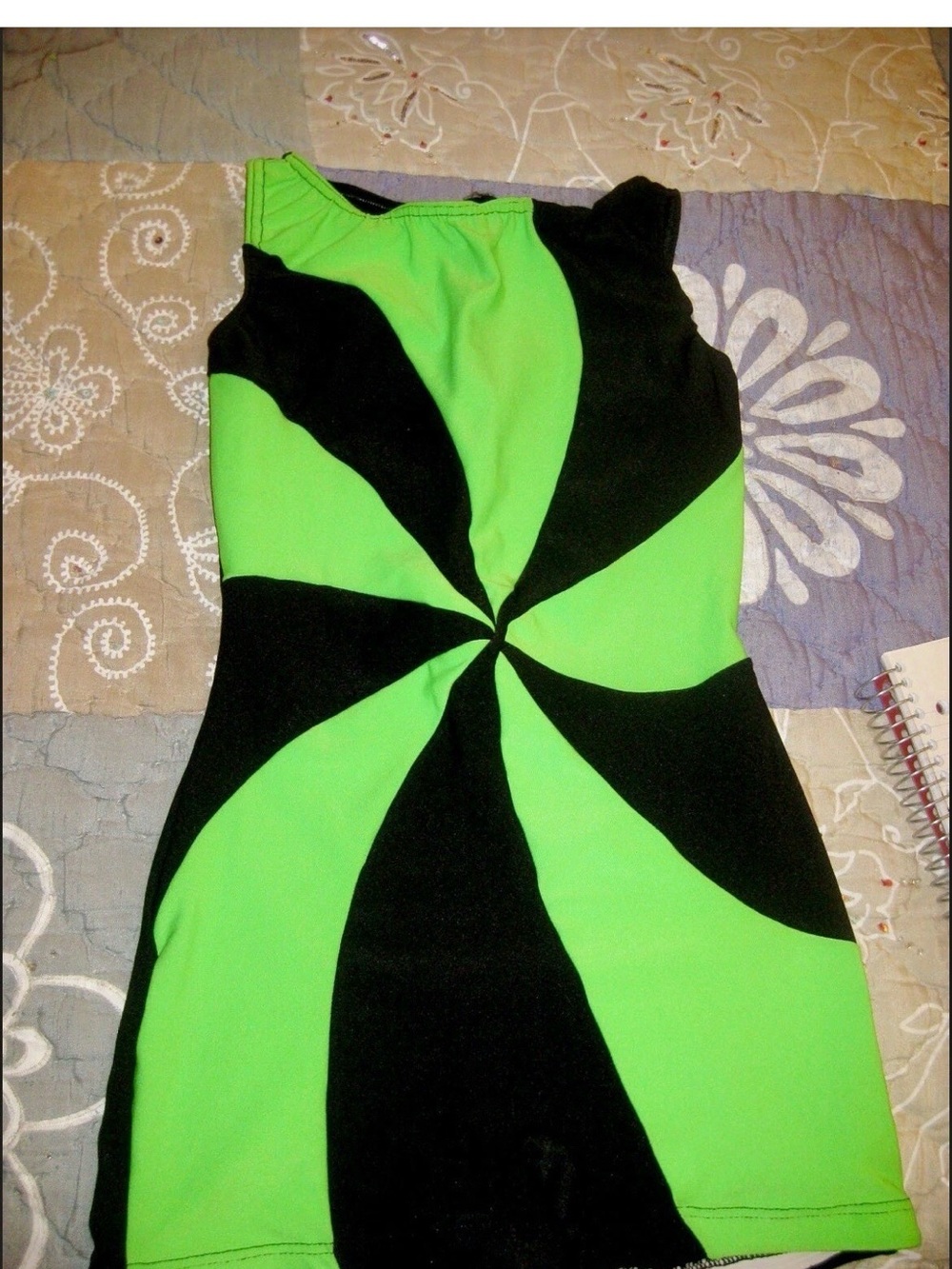 Girls Neon Green & Black Swirl Dance Costume